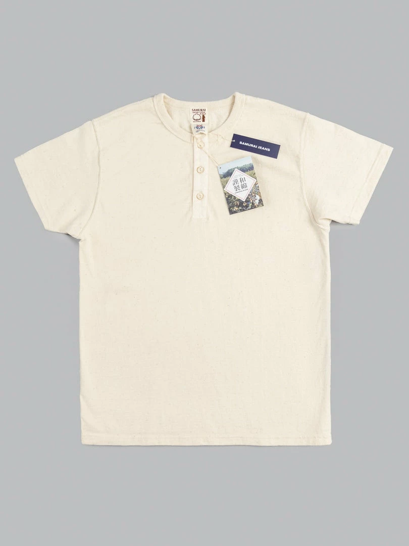 Samurai Jeans SJST-SC02 Japanese Cotton Henley T-Shirt Natural 7 Samurai Jeans SJST-SC02 Japanese Cotton Henley T-Shirt Natural