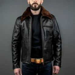 Shangri-La Heritage "Varenne" Fur Collar Black Leather Jacket 42 Shangri-La Heritage