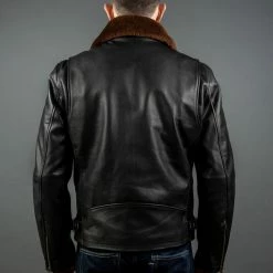 Shangri-La Heritage "Varenne" Fur Collar Black Leather Jacket
