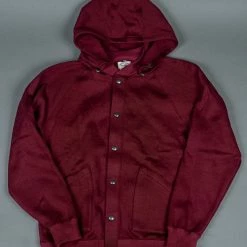 Stevenson Overall Co. Detachable Hooded Athletic Jacket Burgundy