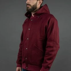 Stevenson Overall Co. Detachable Hooded Athletic Jacket Burgundy