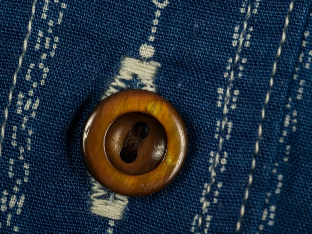 STUDIO D´ARTISAN Studio D'Artisan Indigo Wabash Band Collar Shirt 15 STUDIO D´ARTISAN Studio D'Artisan Indigo Wabash Band Collar Shirt
