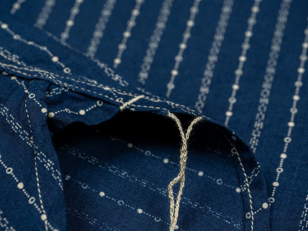 STUDIO D´ARTISAN Studio D'Artisan Indigo Wabash Band Collar Shirt 20 STUDIO D´ARTISAN Studio D'Artisan Indigo Wabash Band Collar Shirt