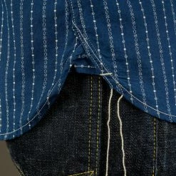 STUDIO D´ARTISAN Studio D'Artisan Indigo Wabash Band Collar Shirt 29 STUDIO D´ARTISAN Studio D'Artisan Indigo Wabash Band Collar Shirt