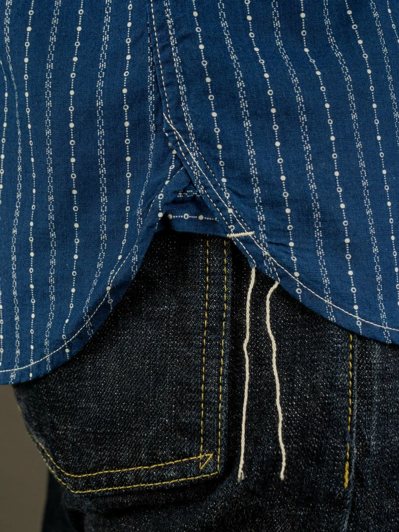 STUDIO D´ARTISAN Studio D'Artisan Indigo Wabash Band Collar Shirt 7 STUDIO D´ARTISAN Studio D'Artisan Indigo Wabash Band Collar Shirt