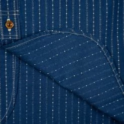 STUDIO D´ARTISAN Studio D'Artisan Indigo Wabash Band Collar Shirt 38 STUDIO D´ARTISAN Studio D'Artisan Indigo Wabash Band Collar Shirt