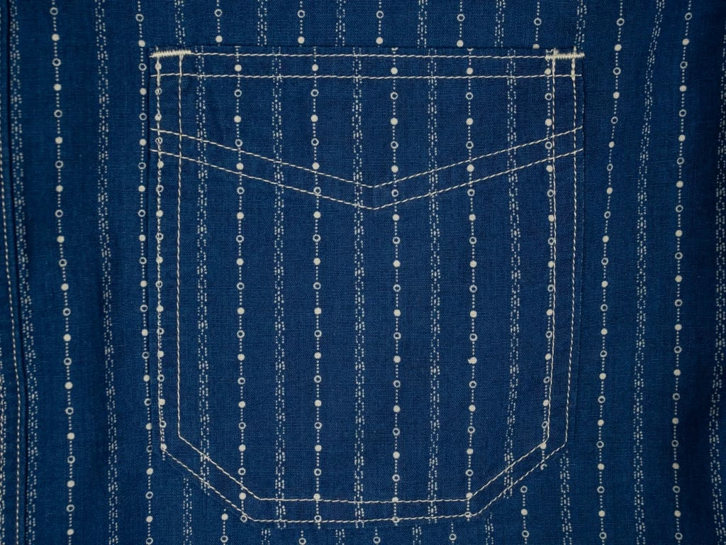 STUDIO D´ARTISAN Studio D'Artisan Indigo Wabash Band Collar Shirt 22 STUDIO D´ARTISAN Studio D'Artisan Indigo Wabash Band Collar Shirt