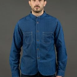 STUDIO D´ARTISAN Studio D'Artisan Indigo Wabash Band Collar Shirt