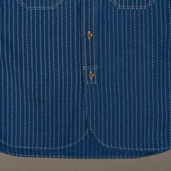 STUDIO D´ARTISAN Studio D'Artisan Indigo Wabash Band Collar Shirt 39 STUDIO D´ARTISAN Studio D'Artisan Indigo Wabash Band Collar Shirt