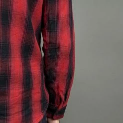 The Flat Head Ombré Flannel Shirt Red