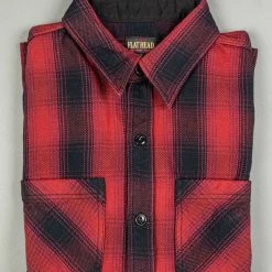 The Flat Head Ombré Flannel Shirt Red