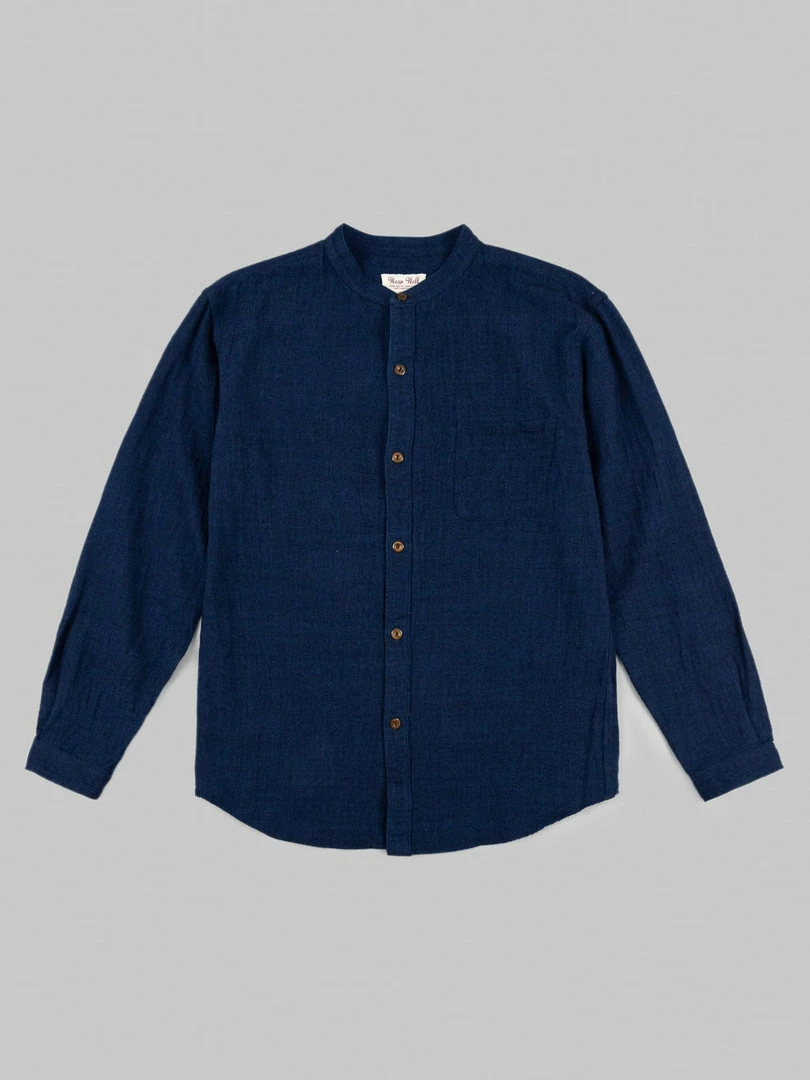 UES Indigo Band Collar Shirt 3 UES Indigo Band Collar Shirt