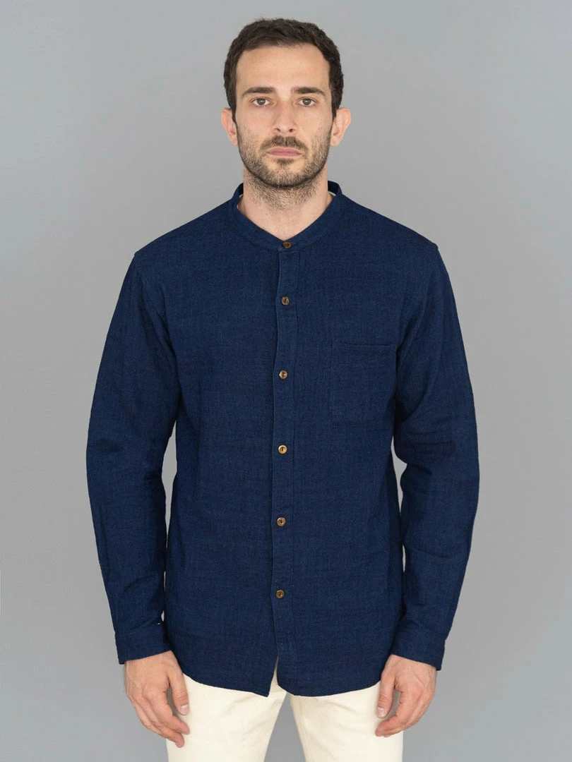 UES Indigo Band Collar Shirt 4 UES Indigo Band Collar Shirt