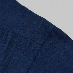 UES Indigo Band Collar Shirt 36 UES Indigo Band Collar Shirt