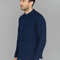 UES Indigo Band Collar Shirt 25 UES Indigo Band Collar Shirt