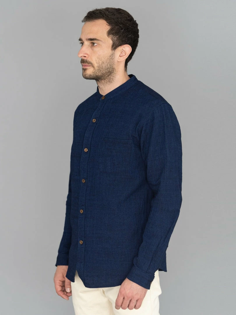 UES Indigo Band Collar Shirt 6 UES Indigo Band Collar Shirt