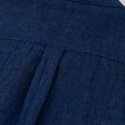 UES Indigo Band Collar Shirt 33 UES Indigo Band Collar Shirt