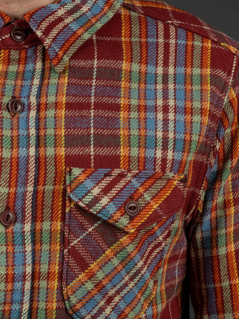 UES Heavy Flannel Shirt Red/Orange 6 UES Heavy Flannel Shirt Red/Orange