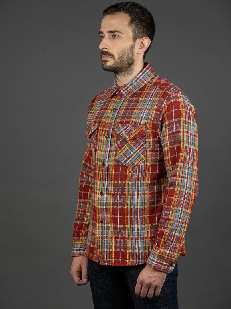 UES Heavy Flannel Shirt Red/Orange 5 UES Heavy Flannel Shirt Red/Orange