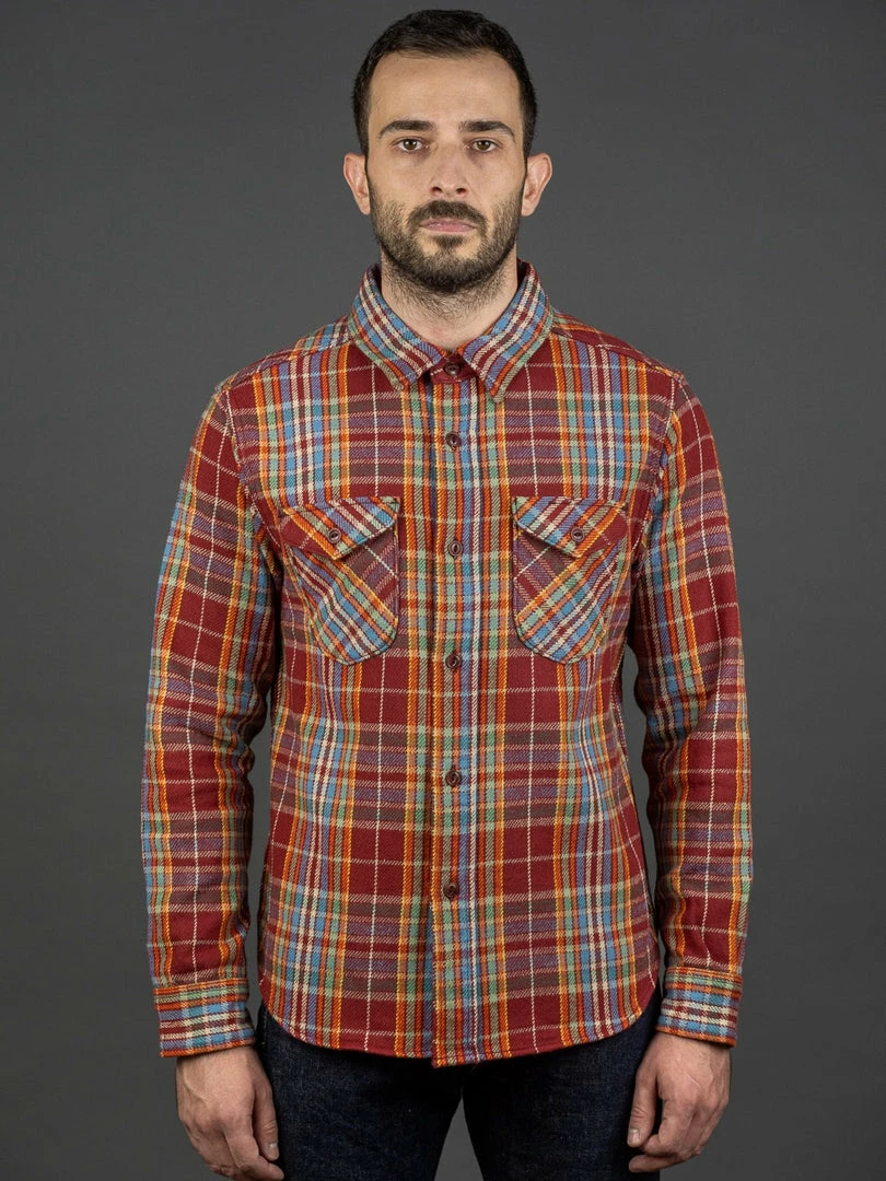 UES Heavy Flannel Shirt Red/Orange 3 UES Heavy Flannel Shirt Red/Orange